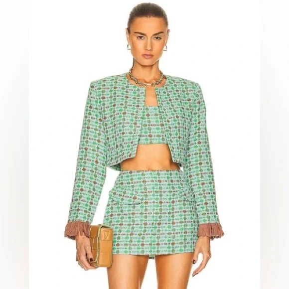 Alexis Women's Green Galena Jacket and mini skirt set - Picture 1 of 8